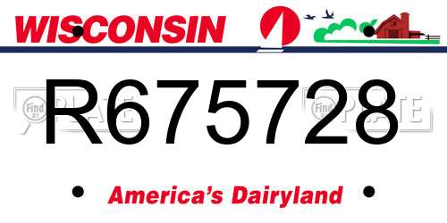 R675728 Wisconsin License Plate