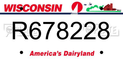 R678228 Wisconsin License Plate