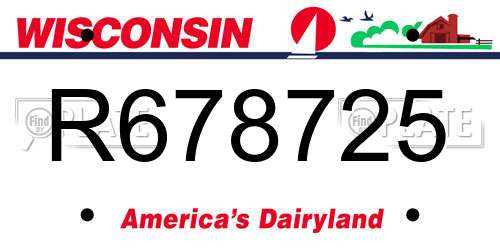 R678725 Wisconsin License Plate