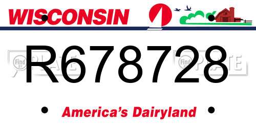 R678728 Wisconsin License Plate