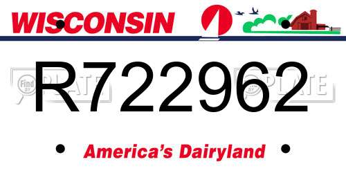 R722962 Wisconsin License Plate