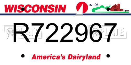 R722967 Wisconsin License Plate