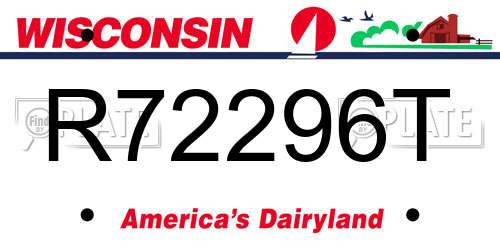R72296T Wisconsin License Plate
