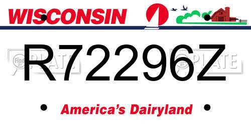 R72296Z Wisconsin License Plate