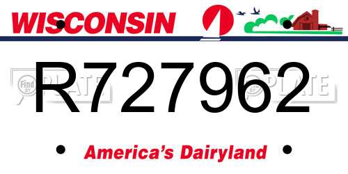 R727962 Wisconsin License Plate