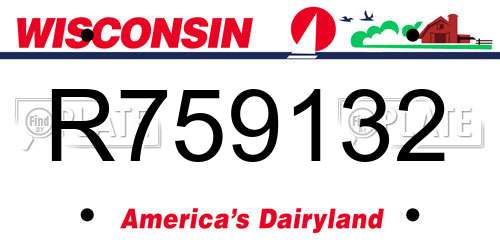 R759132 Wisconsin License Plate