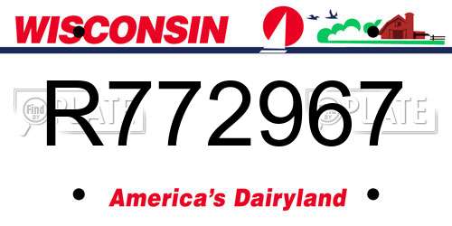 R772967 Wisconsin License Plate