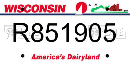 R851905 Wisconsin License Plate