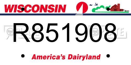 R851908 Wisconsin License Plate
