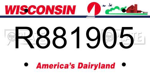 R881905 Wisconsin License Plate