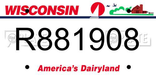 R881908 Wisconsin License Plate