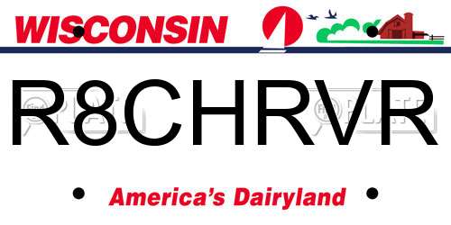 R8CHRVR Wisconsin License Plate