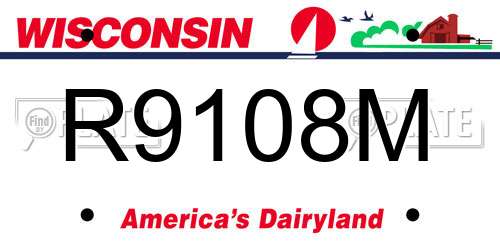 R9108M Wisconsin License Plate