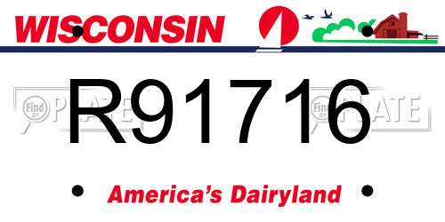 R91716 Wisconsin License Plate