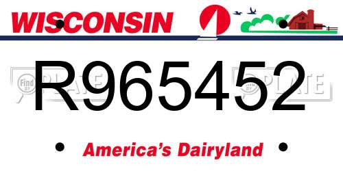 R965452 Wisconsin License Plate