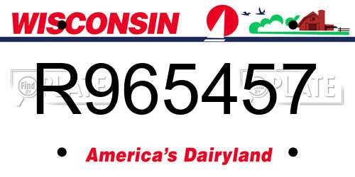R965457 Wisconsin License Plate