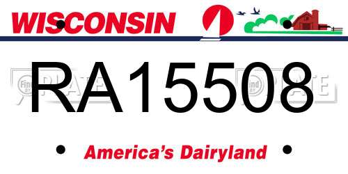 RA15508 Wisconsin License Plate