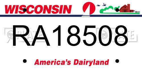 RA18508 Wisconsin License Plate