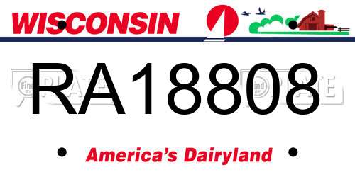RA18808 Wisconsin License Plate