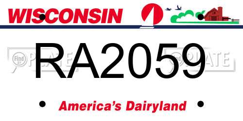 RA2059 Wisconsin License Plate