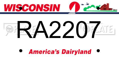 RA2207 Wisconsin License Plate