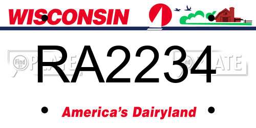 RA2234 Wisconsin License Plate