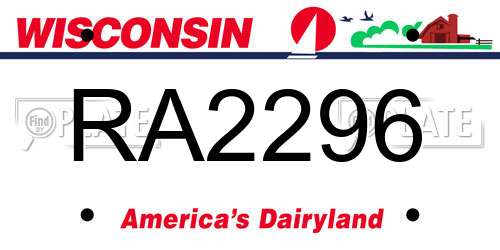 RA2296 Wisconsin License Plate