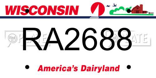 RA2688 Wisconsin License Plate