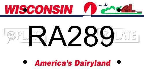 RA289 Wisconsin License Plate