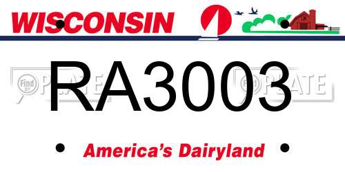 RA3003 Wisconsin License Plate