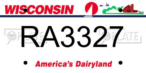RA3327 Wisconsin License Plate