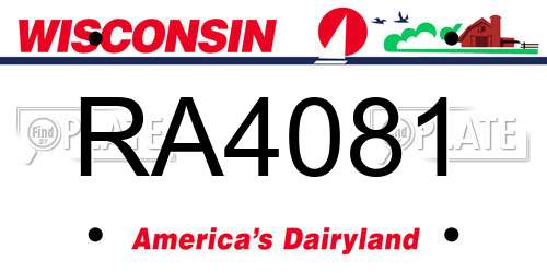 RA4081 Wisconsin License Plate