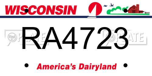 RA4723 Wisconsin License Plate