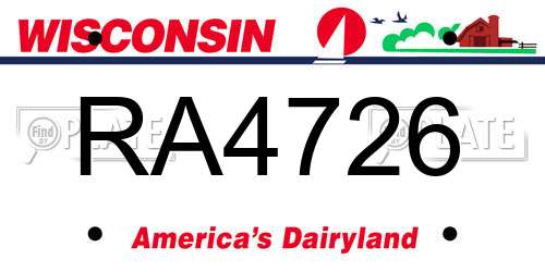 RA4726 Wisconsin License Plate