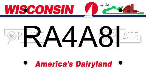 RA4A8I Wisconsin License Plate