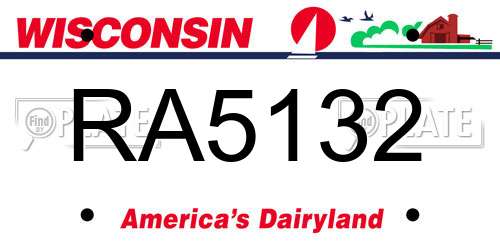 RA5132 Wisconsin License Plate