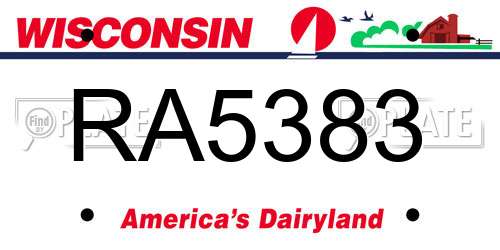 RA5383 Wisconsin License Plate