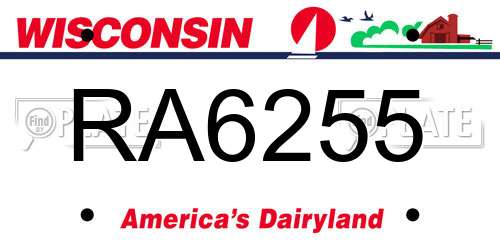 RA6255 Wisconsin License Plate