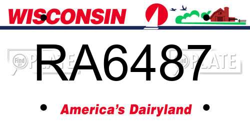 RA6487 Wisconsin License Plate