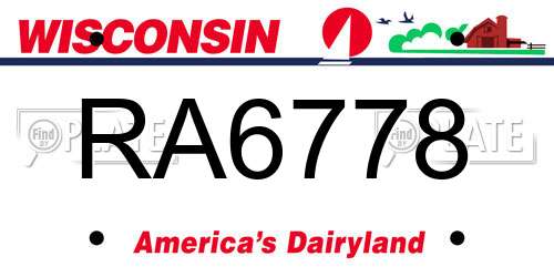 RA6778 Wisconsin License Plate