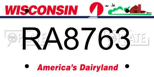 RA8763 Wisconsin License Plate