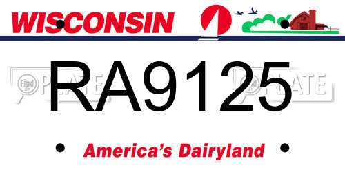RA9125 Wisconsin License Plate