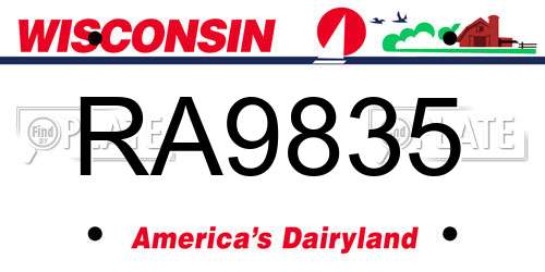 RA9835 Wisconsin License Plate