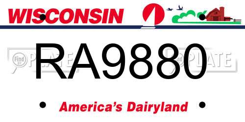 RA9880 Wisconsin License Plate