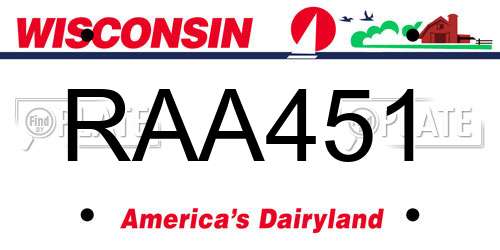 RAA451 Wisconsin License Plate