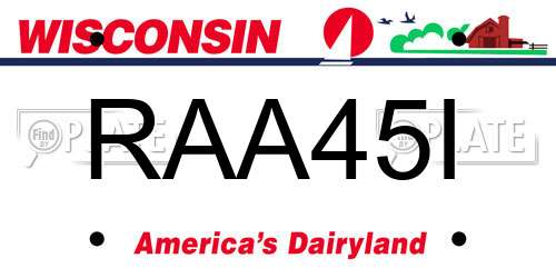 RAA45I Wisconsin License Plate