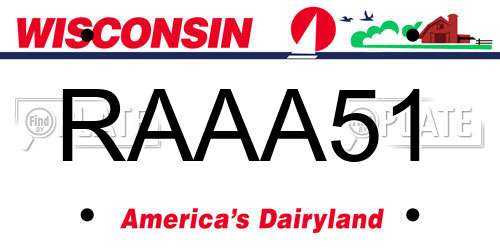 RAAA51 Wisconsin License Plate