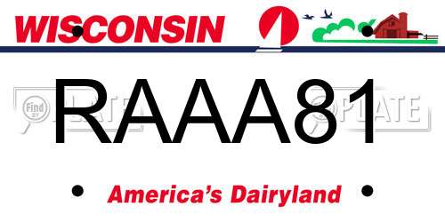 RAAA81 Wisconsin License Plate
