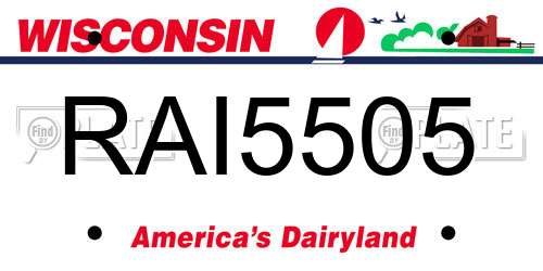 RAI5505 Wisconsin License Plate