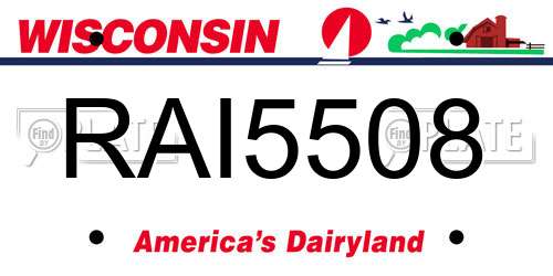 RAI5508 Wisconsin License Plate